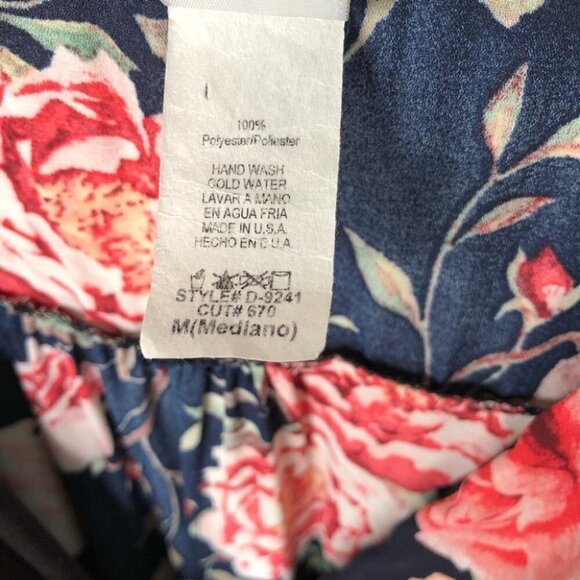 COCO Avante  Navy and Floral Print Long Sleeve Mini Dress Size Medium - Picture 6 of 6